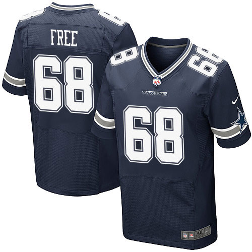 Men's Elite Doug Free Nike Jersey Navy Blue Home - #68 NFL Dallas Cowboys